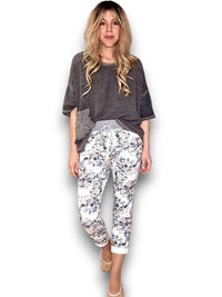 HELGA MAY_CORNELIA COTTON JOGGERS ROSE BOUQUET WHITE _ CORNELIA COTTON JOGGERS ROSE BOUQUET WHITE _ Ebony Boutique NZ
