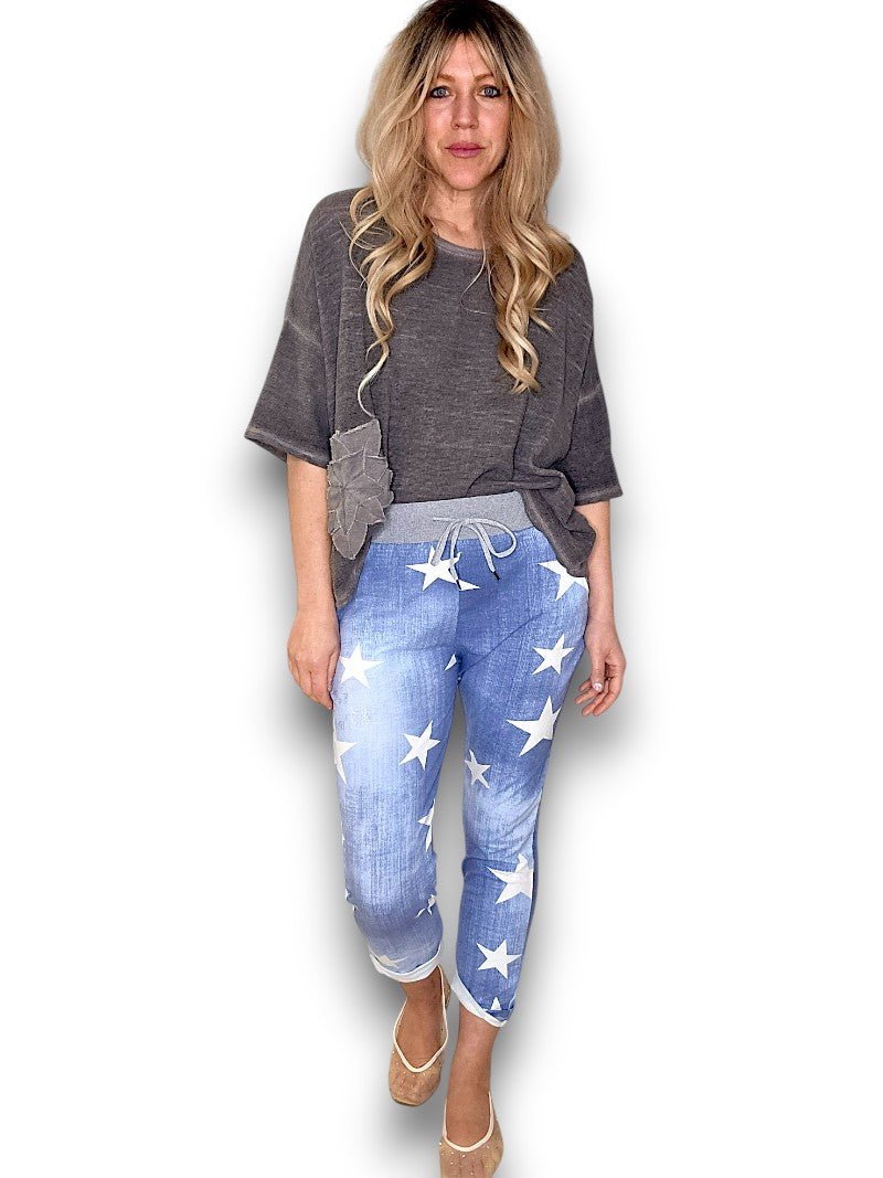 HELGA MAY_CORNELIA COTTON JOGGERS STAR LIGHT DENIM _ CORNELIA COTTON JOGGERS STAR LIGHT DENIM _ Ebony Boutique NZ