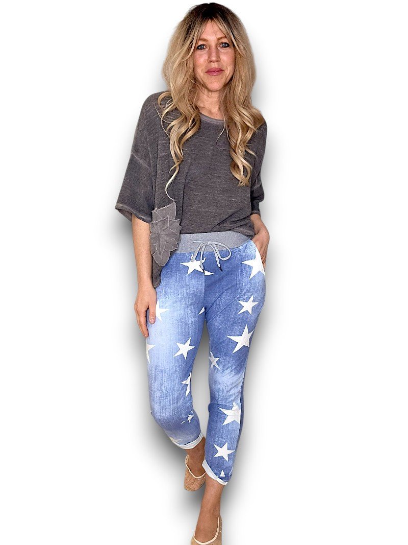 HELGA MAY_CORNELIA COTTON JOGGERS STAR LIGHT DENIM _ CORNELIA COTTON JOGGERS STAR LIGHT DENIM _ Ebony Boutique NZ