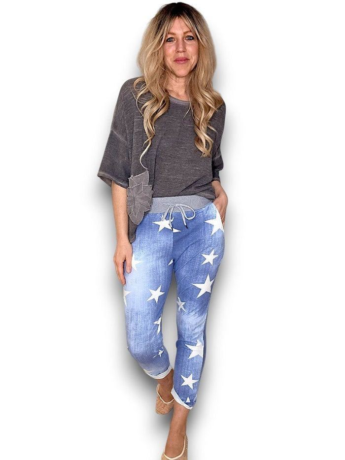 HELGA MAY_CORNELIA COTTON JOGGERS STAR LIGHT DENIM _ CORNELIA COTTON JOGGERS STAR LIGHT DENIM _ Ebony Boutique NZ