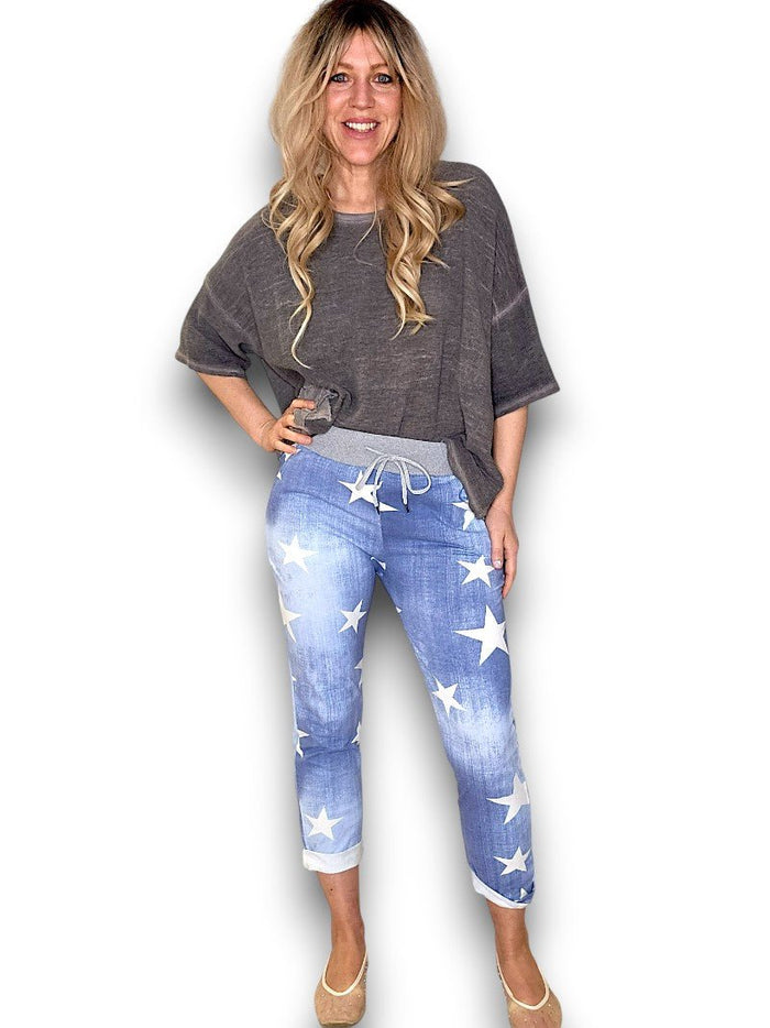 HELGA MAY_CORNELIA COTTON JOGGERS STAR LIGHT DENIM _ CORNELIA COTTON JOGGERS STAR LIGHT DENIM _ Ebony Boutique NZ