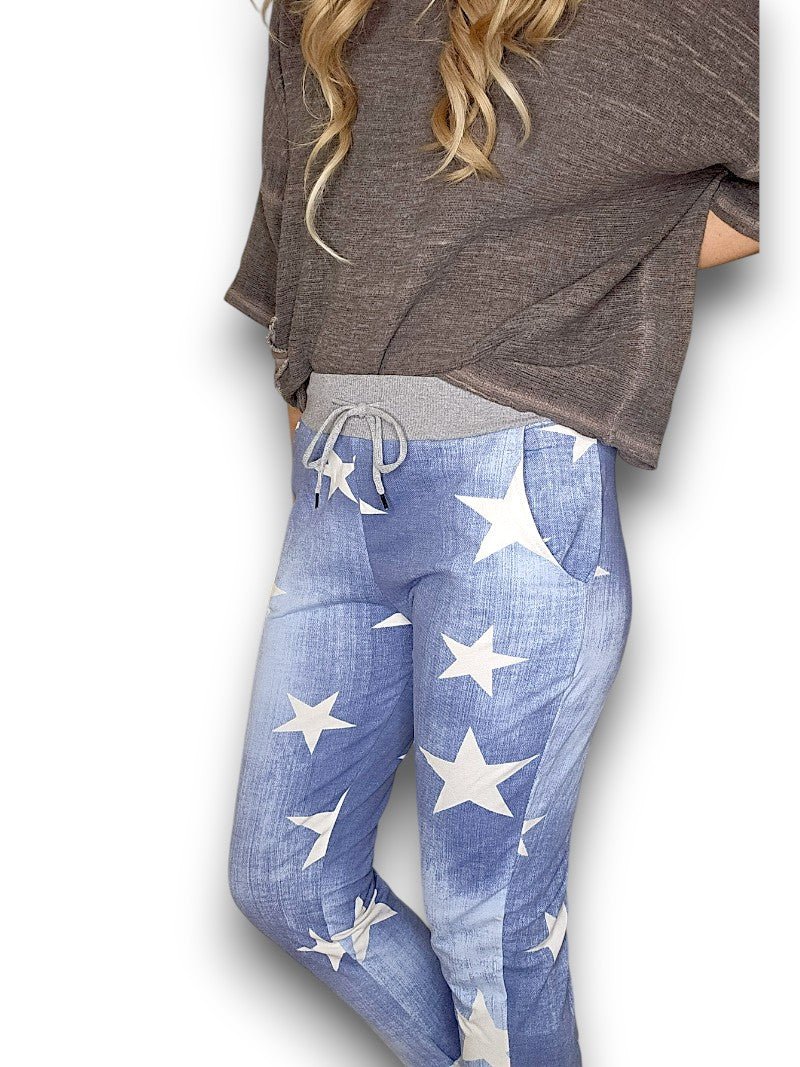 HELGA MAY_CORNELIA COTTON JOGGERS STAR LIGHT DENIM _ CORNELIA COTTON JOGGERS STAR LIGHT DENIM _ Ebony Boutique NZ