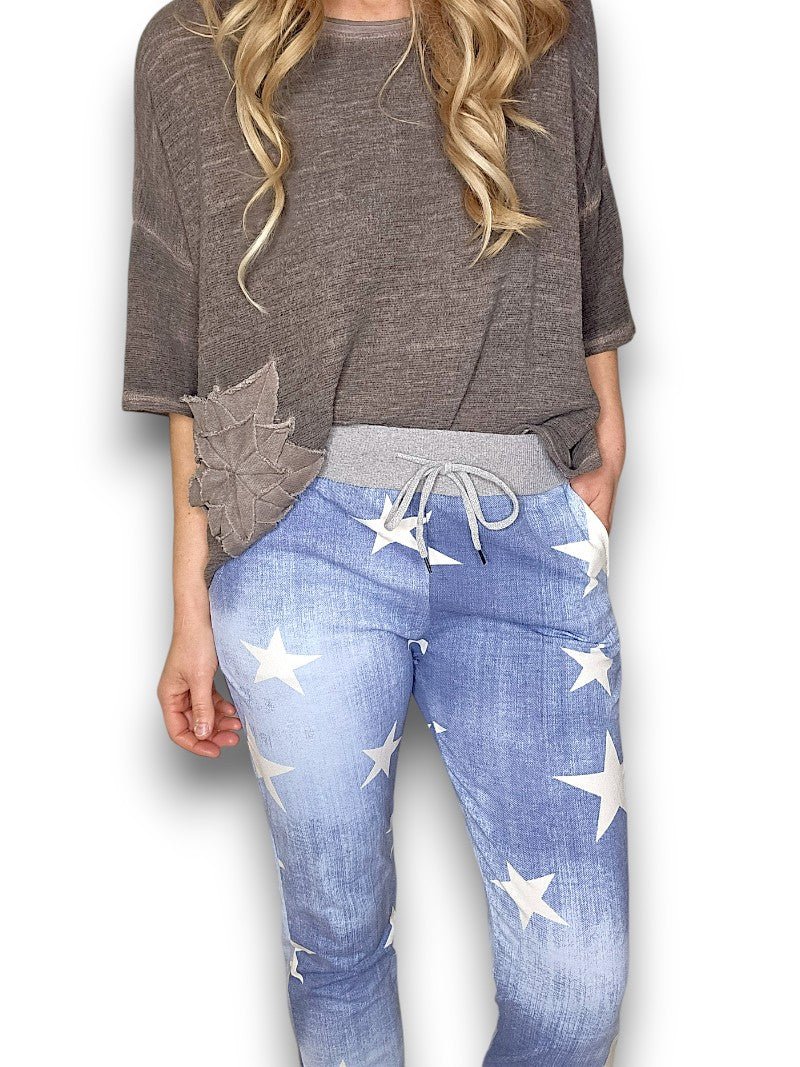 HELGA MAY_CORNELIA COTTON JOGGERS STAR LIGHT DENIM _ CORNELIA COTTON JOGGERS STAR LIGHT DENIM _ Ebony Boutique NZ