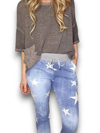 HELGA MAY_CORNELIA COTTON JOGGERS STAR LIGHT DENIM _ CORNELIA COTTON JOGGERS STAR LIGHT DENIM _ Ebony Boutique NZ