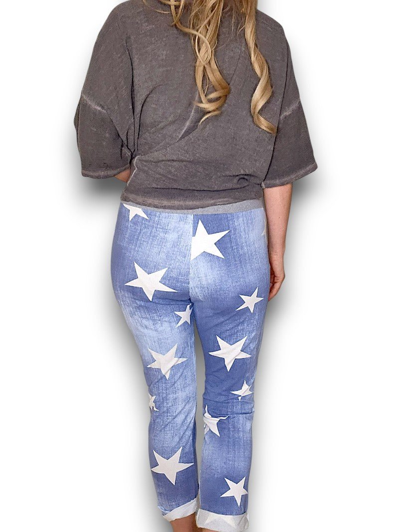 HELGA MAY_CORNELIA COTTON JOGGERS STAR LIGHT DENIM _ CORNELIA COTTON JOGGERS STAR LIGHT DENIM _ Ebony Boutique NZ