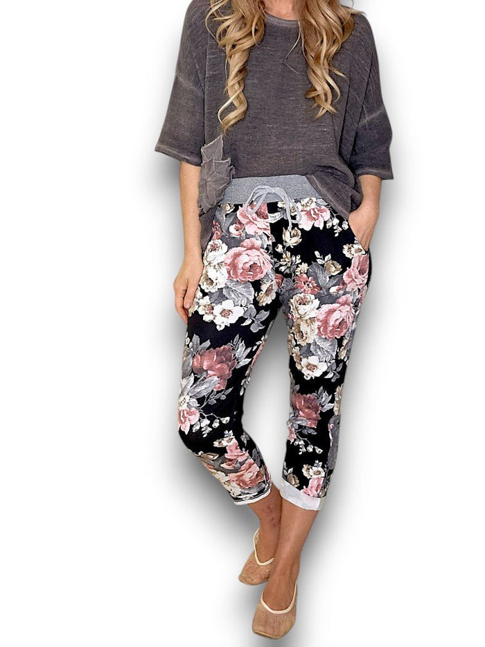 HELGA MAY_CORNELIA JOGGERS SCARLETT ROSE BLACK _ CORNELIA JOGGERS SCARLETT ROSE BLACK _ Ebony Boutique NZ