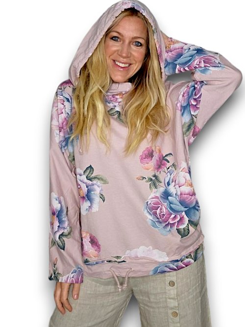 HELGA MAY_COTTON HOODIE PEONY OMBRE BABY PINK _ COTTON HOODIE PEONY OMBRE BABY PINK _ Ebony Boutique NZ
