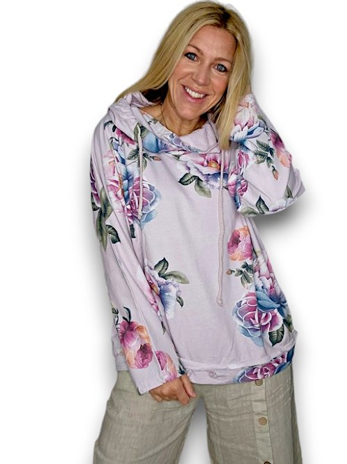 HELGA MAY_COTTON HOODIE PEONY OMBRE ICE PINK _ COTTON HOODIE PEONY OMBRE ICE PINK _ Ebony Boutique NZ