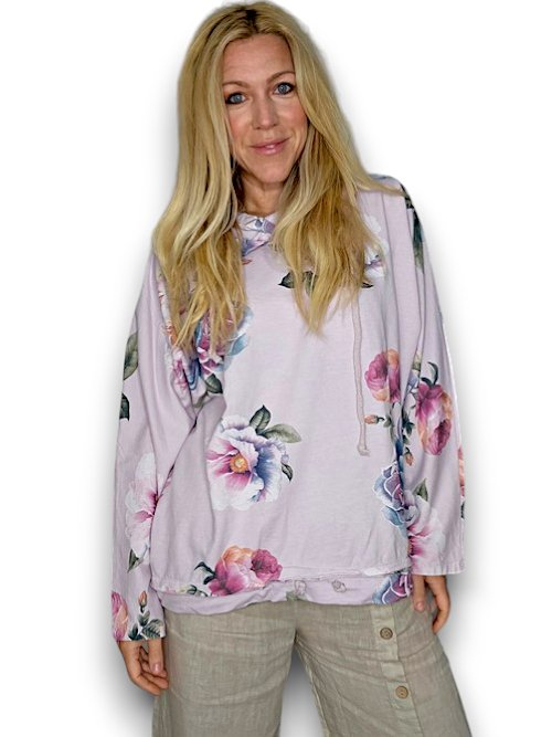 HELGA MAY_COTTON HOODIE PEONY OMBRE ICE PINK _ COTTON HOODIE PEONY OMBRE ICE PINK _ Ebony Boutique NZ