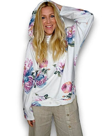 HELGA MAY_COTTON HOODIE PEONY OMBRE WHITE _ COTTON HOODIE PEONY OMBRE WHITE _ Ebony Boutique NZ
