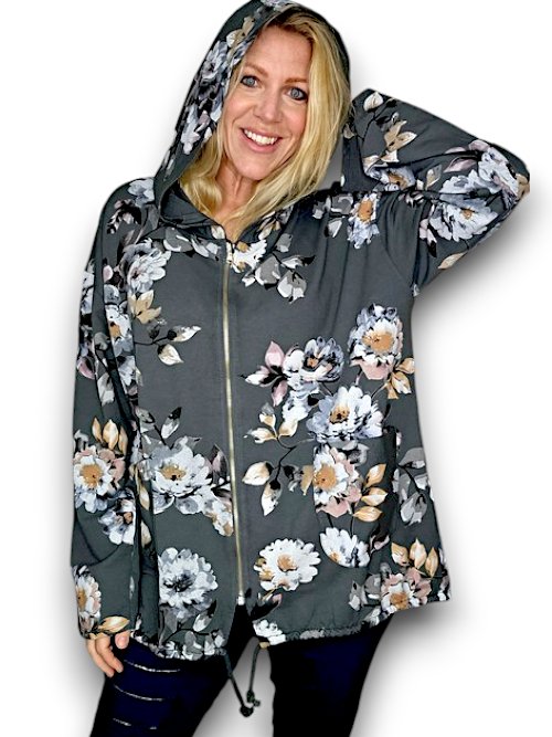 HELGA MAY_COTTON ZIP HOODIE BLOSSOM GREY _ COTTON ZIP HOODIE BLOSSOM GREY _ Ebony Boutique NZ