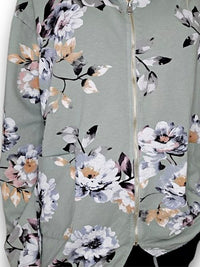 HELGA MAY_COTTON ZIP HOODIE BLOSSOM LIGHT SAGE _ COTTON ZIP HOODIE BLOSSOM LIGHT SAGE _ Ebony Boutique NZ