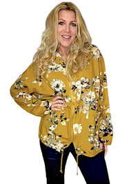 HELGA MAY_COTTON ZIP HOODIE BLOSSOM MUSTARD _ COTTON ZIP HOODIE BLOSSOM MUSTARD _ Ebony Boutique NZ