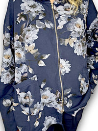 HELGA MAY_COTTON ZIP HOODIE BLOSSOM NAVY _ COTTON ZIP HOODIE BLOSSOM NAVY _ Ebony Boutique NZ