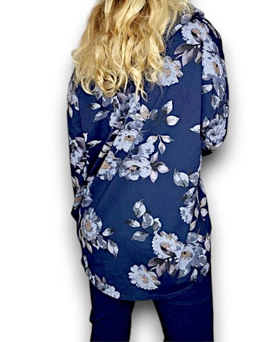 HELGA MAY_COTTON ZIP HOODIE BLOSSOM NAVY _ COTTON ZIP HOODIE BLOSSOM NAVY _ Ebony Boutique NZ