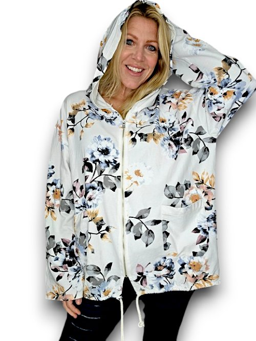 HELGA MAY_COTTON ZIP HOODIE BLOSSOM VANILLA _ COTTON ZIP HOODIE BLOSSOM VANILLA _ Ebony Boutique NZ