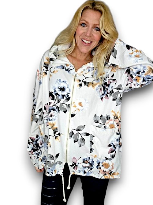 HELGA MAY_COTTON ZIP HOODIE BLOSSOM VANILLA _ COTTON ZIP HOODIE BLOSSOM VANILLA _ Ebony Boutique NZ