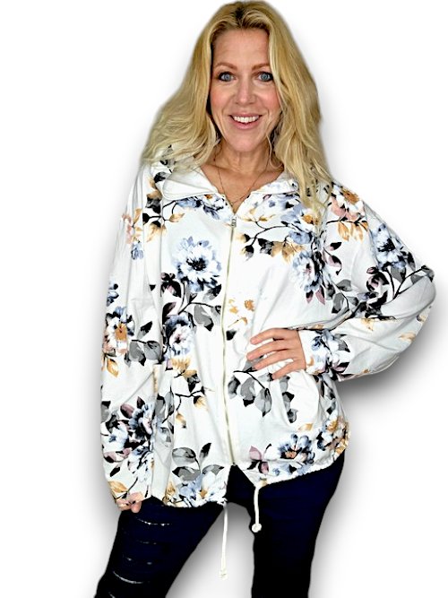 HELGA MAY_COTTON ZIP HOODIE BLOSSOM VANILLA _ COTTON ZIP HOODIE BLOSSOM VANILLA _ Ebony Boutique NZ