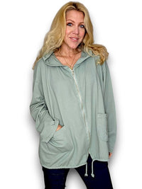 HELGA MAY_COTTON ZIP HOODIE LIGHT SAGE _ COTTON ZIP HOODIE LIGHT SAGE _ Ebony Boutique NZ