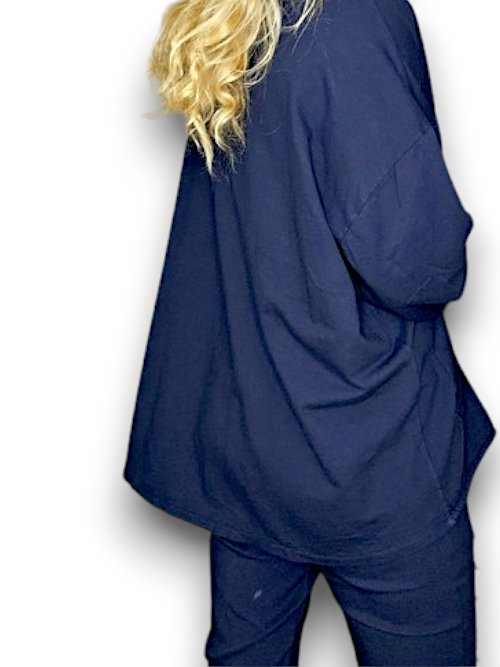 HELGA MAY_COTTON ZIP HOODIE NAVY _ COTTON ZIP HOODIE NAVY _ Ebony Boutique NZ