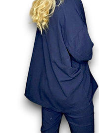 HELGA MAY_COTTON ZIP HOODIE NAVY _ COTTON ZIP HOODIE NAVY _ Ebony Boutique NZ