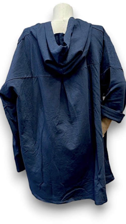 HELGA MAY_COTTON ZIP PATCHWORK HOODIE NAVY _ COTTON ZIP PATCHWORK HOODIE NAVY _ Ebony Boutique NZ