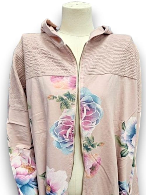 HELGA MAY_COTTON ZIP PATCHWORK HOODIE OMBRE BABY PINK _ COTTON ZIP PATCHWORK HOODIE OMBRE BABY PINK _ Ebony Boutique NZ