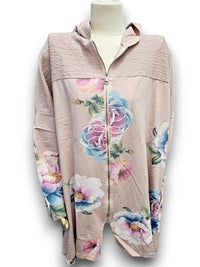 HELGA MAY_COTTON ZIP PATCHWORK HOODIE OMBRE BABY PINK _ COTTON ZIP PATCHWORK HOODIE OMBRE BABY PINK _ Ebony Boutique NZ