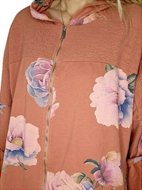 HELGA MAY_COTTON ZIP PATCHWORK HOODIE OMBRE FADED BRICK _ COTTON ZIP PATCHWORK HOODIE OMBRE FADED BRICK _ Ebony Boutique NZ