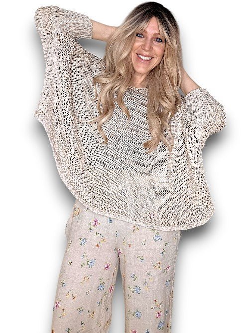 HELGA MAY_CREW NECK BOXY BEIGE KNIT _ CREW NECK BOXY BEIGE KNIT _ Ebony Boutique NZ