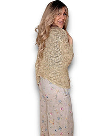 HELGA MAY_CREW NECK BOXY GOLD GLITTER KNIT _ CREW NECK BOXY GOLD GLITTER KNIT _ Ebony Boutique NZ