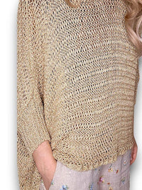 HELGA MAY_CREW NECK BOXY GOLD GLITTER KNIT _ CREW NECK BOXY GOLD GLITTER KNIT _ Ebony Boutique NZ