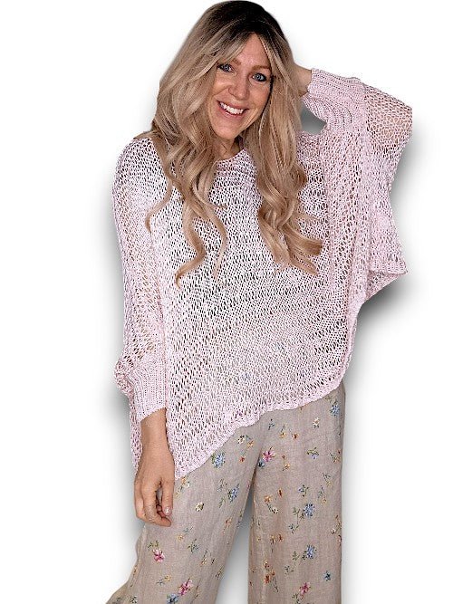 HELGA MAY_CREW NECK BOXY KNIT BABY PINK _ CREW NECK BOXY KNIT BABY PINK _ Ebony Boutique NZ