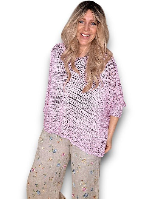 HELGA MAY_CREW NECK BOXY KNIT BUBBLEGUM PINK _ CREW NECK BOXY KNIT BUBBLEGUM PINK _ Ebony Boutique NZ