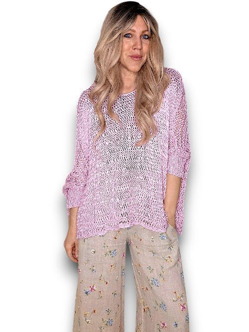 HELGA MAY_CREW NECK BOXY KNIT BUBBLEGUM PINK _ CREW NECK BOXY KNIT BUBBLEGUM PINK _ Ebony Boutique NZ