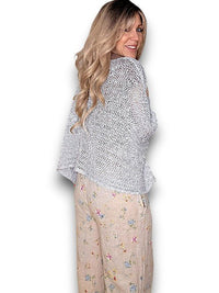 HELGA MAY_CREW NECK BOXY SILVER GLITTER KNIT _ CREW NECK BOXY SILVER GLITTER KNIT _ Ebony Boutique NZ