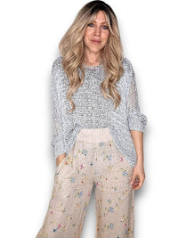 HELGA MAY_CREW NECK BOXY SILVER GLITTER KNIT _ CREW NECK BOXY SILVER GLITTER KNIT _ Ebony Boutique NZ