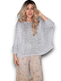 HELGA MAY_CREW NECK BOXY SILVER GLITTER KNIT _ CREW NECK BOXY SILVER GLITTER KNIT _ Ebony Boutique NZ