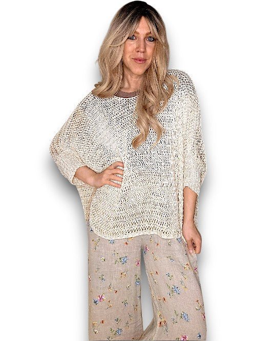 HELGA MAY_CREW NECK BOXY VANILLA KNIT _ CREW NECK BOXY VANILLA KNIT _ Ebony Boutique NZ