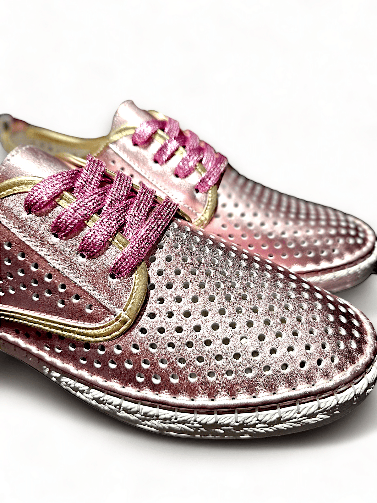 HELGA MAY_CUBA STREET SHOES LINEN TRIM METALLIC PINK/GOLD _ CUBA STREET SHOES LINEN TRIM METALLIC PINK/GOLD _ Ebony Boutique NZ