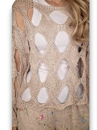 HELGA MAY_DIAMOND HOLLOW LONG SLEEVE KNIT BEIGE _ DIAMOND HOLLOW LONG SLEEVE KNIT BEIGE _ Ebony Boutique NZ