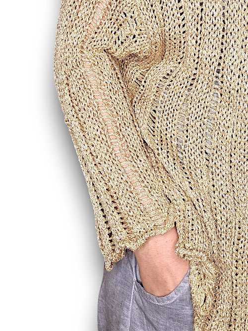 HELGA MAY_FRIENDS CARDI METALLIC GOLD _ FRIENDS CARDI METALLIC GOLD _ Ebony Boutique NZ