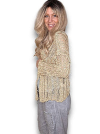 HELGA MAY_FRIENDS CARDI METALLIC GOLD _ FRIENDS CARDI METALLIC GOLD _ Ebony Boutique NZ