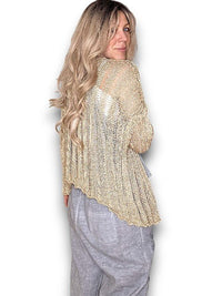 HELGA MAY_FRIENDS CARDI METALLIC GOLD _ FRIENDS CARDI METALLIC GOLD _ Ebony Boutique NZ