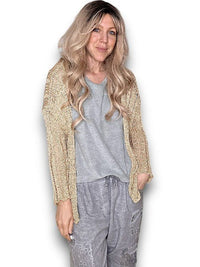 HELGA MAY_FRIENDS CARDI METALLIC GOLD _ FRIENDS CARDI METALLIC GOLD _ Ebony Boutique NZ