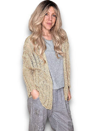 HELGA MAY_FRIENDS CARDI METALLIC GOLD _ FRIENDS CARDI METALLIC GOLD _ Ebony Boutique NZ