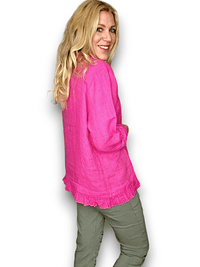 HELGA MAY_FRILL AND DANDY LINEN JKT LINEN HOT PINK _ FRILL AND DANDY LINEN JKT LINEN HOT PINK _ Ebony Boutique NZ