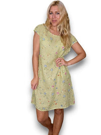 HELGA MAY_KENNEDY DRESS LINEN WINDY BLOOM LIME _ KENNEDY DRESS LINEN WINDY BLOOM LIME _ Ebony Boutique NZ