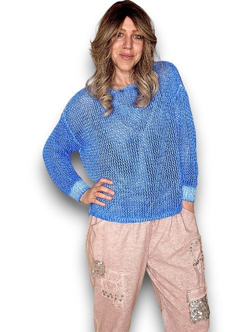 HELGA MAY_KNIT CREWNECK LONG SLEEVE COBALT BLUE _ KNIT CREWNECK LONG SLEEVE COBALT BLUE _ Ebony Boutique NZ