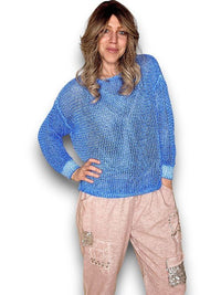 HELGA MAY_KNIT CREWNECK LONG SLEEVE COBALT BLUE _ KNIT CREWNECK LONG SLEEVE COBALT BLUE _ Ebony Boutique NZ